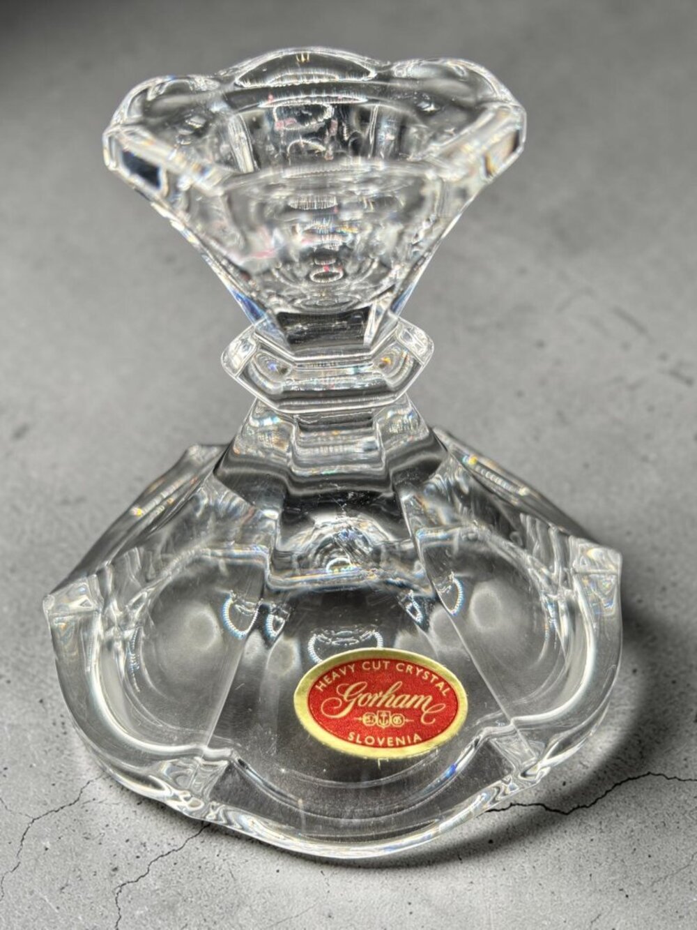 Gorham Heavy Cut Crystal Candle Holder Slovenia Elegant Design